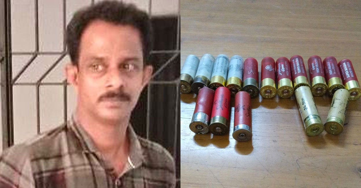 Circle Inspector Anil Kumar arrested Anand Raj, a local labourer from Pambizhampara following a search operation done at Anand’s residence on Tuesday. Photo: Special arrangement. 