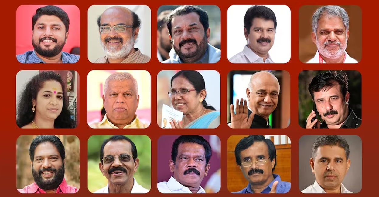 cpm-candidates-lok-sabha L-R: V Vaseef (Malappuram), T M Thomas Isaac (Pathanamthitta), M Mukesh (Kollam), Joice George (Idukki), A Vijayaraghavan (Palakkad), K J Shine (Ernakulam), M V Jayarajan (Kannur), K K Shailaja (Vadakara), Elamaram Kareem (Kozhikode), A M Arif (Alappuzha), V Joy (Attingal), M V Balakrishnan (Kasaragod), K Radhakrishnan (Alathur), C Raveendranath (Chalakudy) and K S Hamsa (Ponnani)