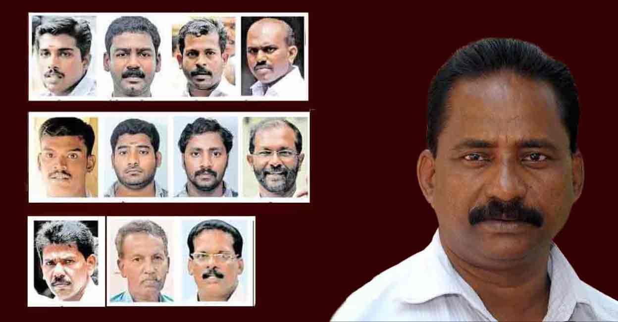 TP Chandrasekharan Convicts in TP murder case: MC Anoop (1), Kirmani Manoj (2), Kodi Suni (3), TK Rajeesh (4), KK Muhammad Rafi (5),Annan Sijith (6), K Shinoj (7), KC Ramachandran (8), Trouser Manoj (11), KK Krishnan (10), Jyoti Babu (12)