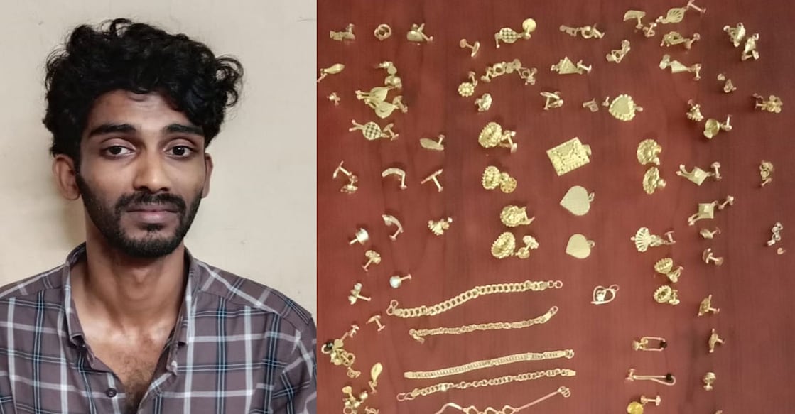The arrested individual, Navaf (27), from Poonoor, was caught on Wednesday morning by the probe team, who also recovered approximately 157 grams of gold from his rented residence at Pallipuram. Photo: Special arrangement. 