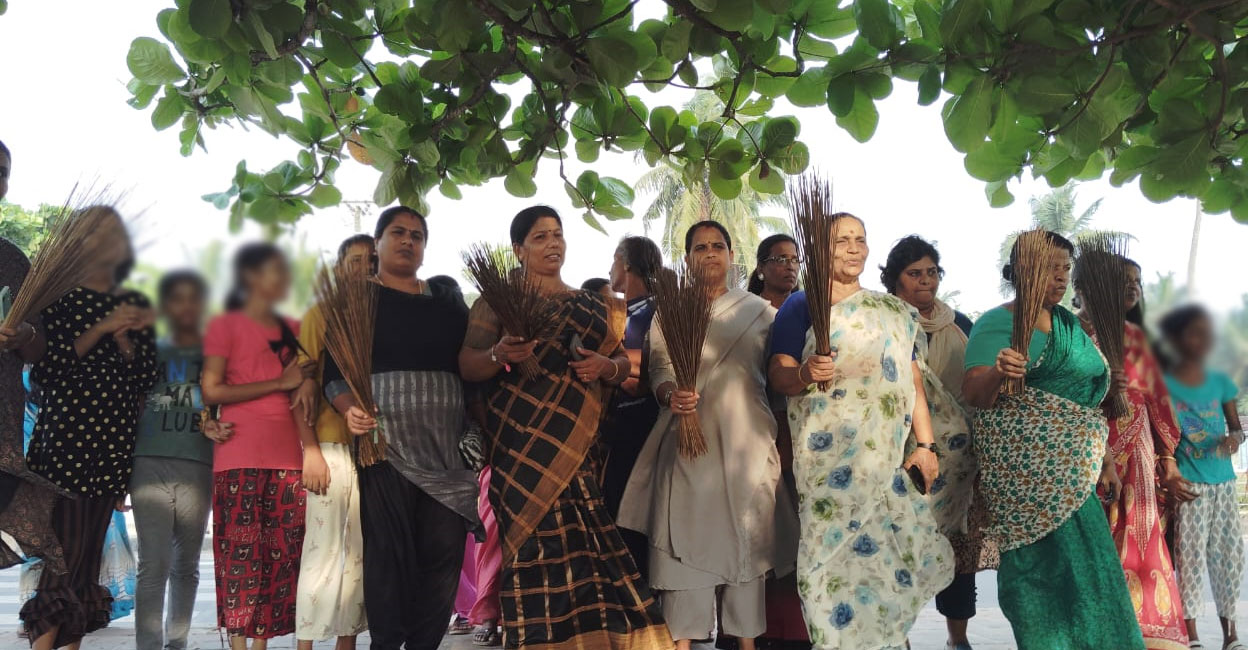 Led by the BJP West Hill area committee, the moral police brigade arrived to sweep the beach clean of couples whom they accused were indulging in 'improper behaviour.' Photo: Special arrangement.