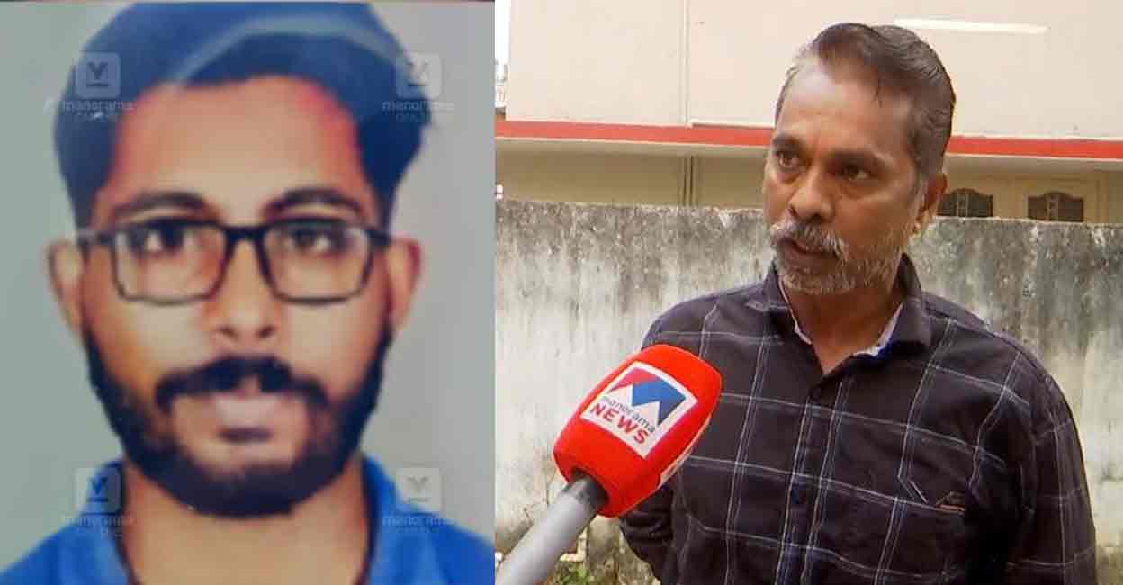 The deceased student Sidharth JS  (L) and his father Jayaprakash T (R). Photo: Manorama News