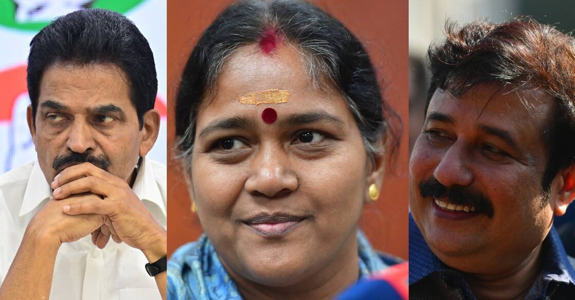 KC Venugopal, Sobha Vijayan and AM Ariff. Photo: Manorama