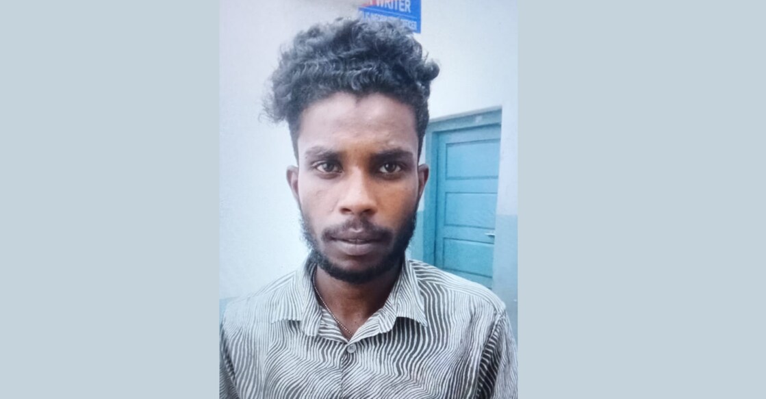 Shijin alias Jimbooten of Karat Pullali's house eluded the police escort at 10.25 am. Photo: Special arrangement. 