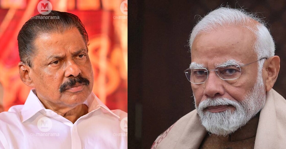 M V Govindan and Narendra Modi. Photo: Manorama/ PTI