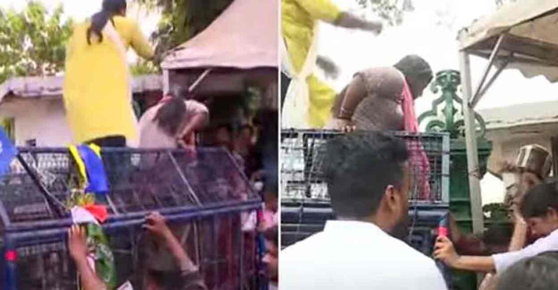 secretariat-protest Protest march in front of Secretariat. Screengrab: Manorama News