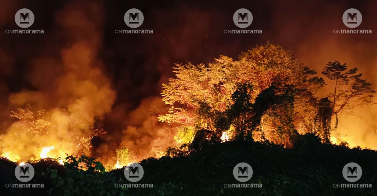 A fire that broke out at Kakkayam. Photo: Special arrangement