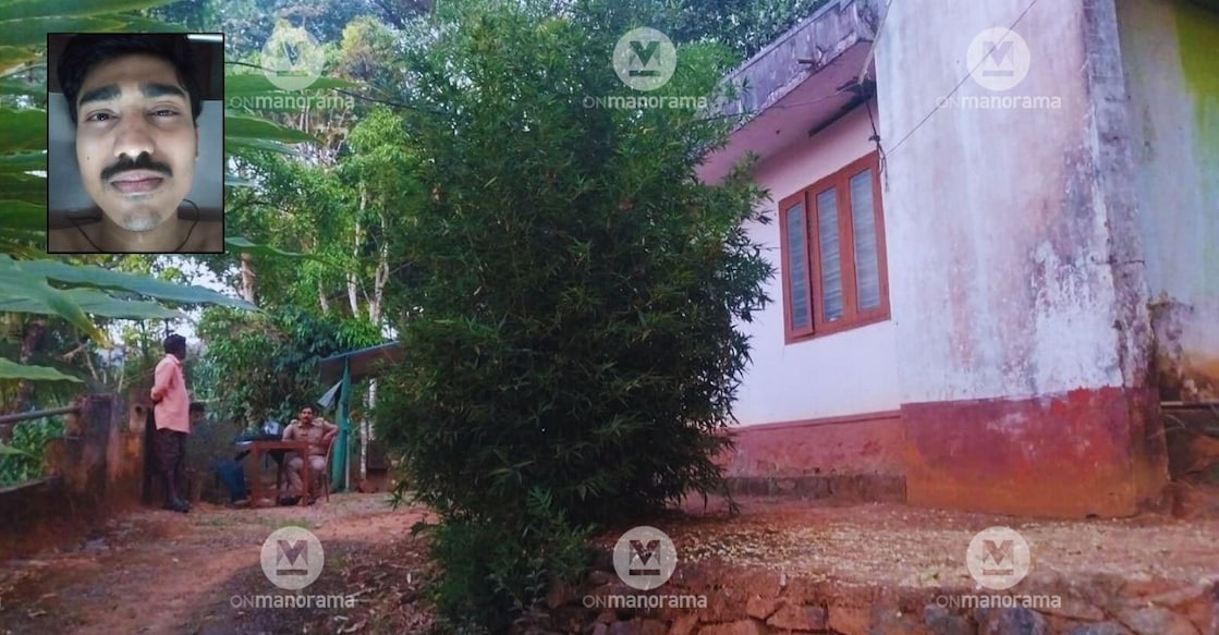 The house at Kakatukada in Idukki, where the suspect Vishnu (inset) stayed with his mother and sister. A police team is guarding the house where evidence to black magic rituals was found. Photos: Special arrangement