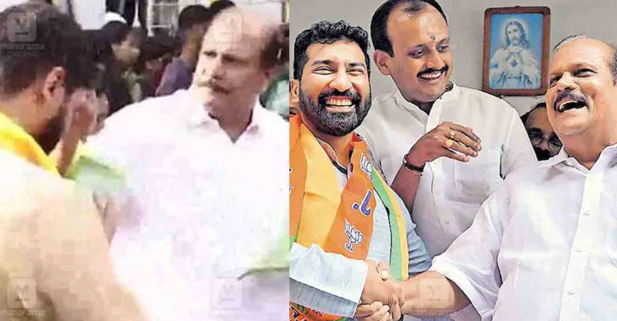 anil-antony-pc Anil Antony and PC George visited Shiva temple in Pathanamthitta. Photo: Manorama