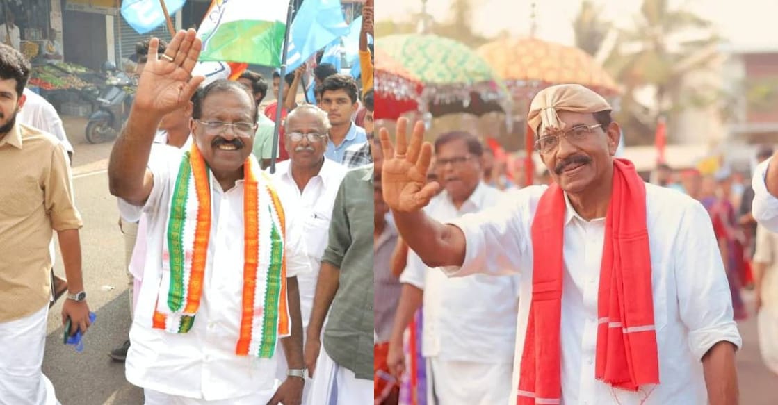 UDF candidate Rajmohan Unnithan and LDF candidate M V Balakrishnan. Photo: Facebook