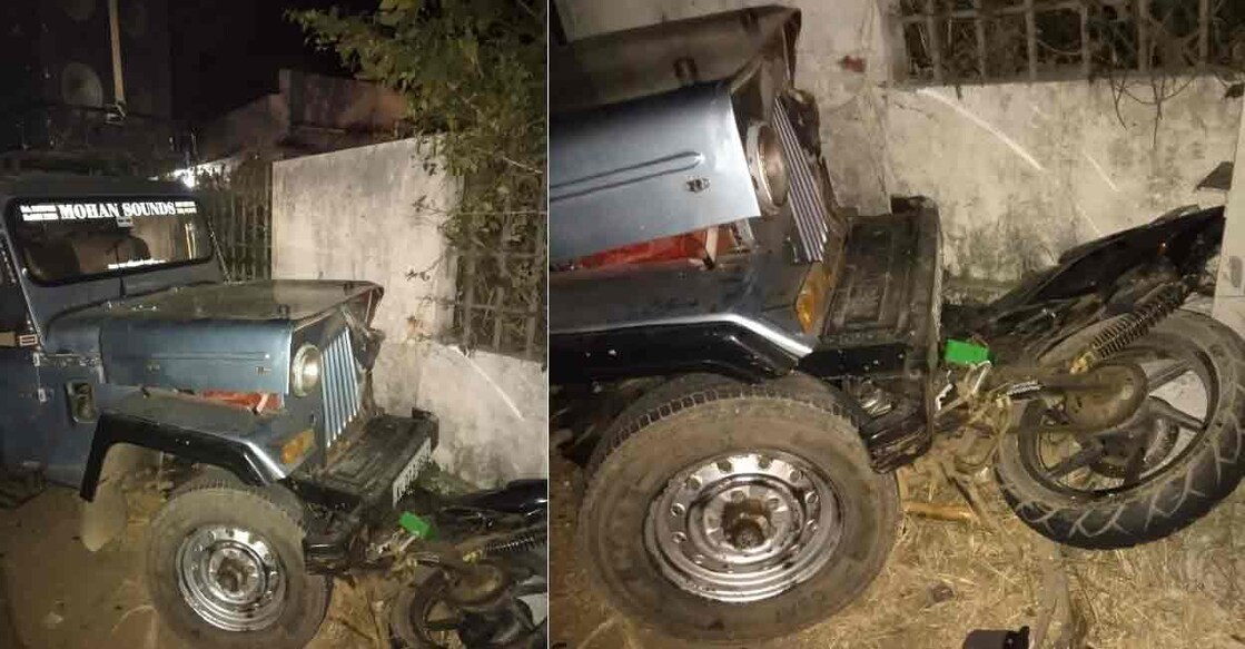 The jeep and bike after the collision in Kumali. Photos: Special arrangment