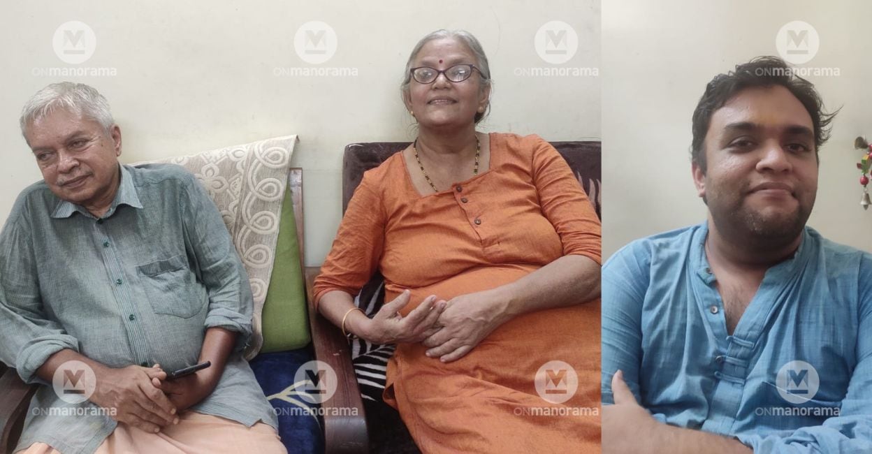 upsc-sidharth-mother-father Sidharth's father Ramkumar, mother Rathi and brother Adarsh. Photo: Onmanorama