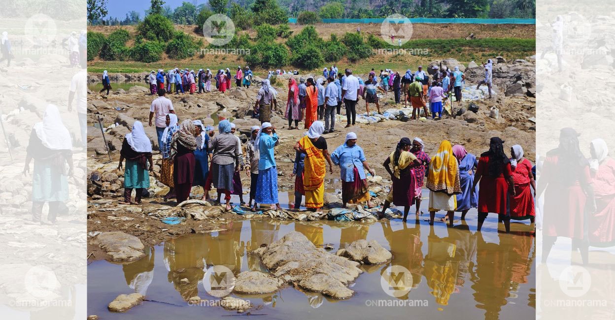 Untitled design - 1 Kudumbashree members were among those who participated in the construction of the check dam. Photo: Special arrangement