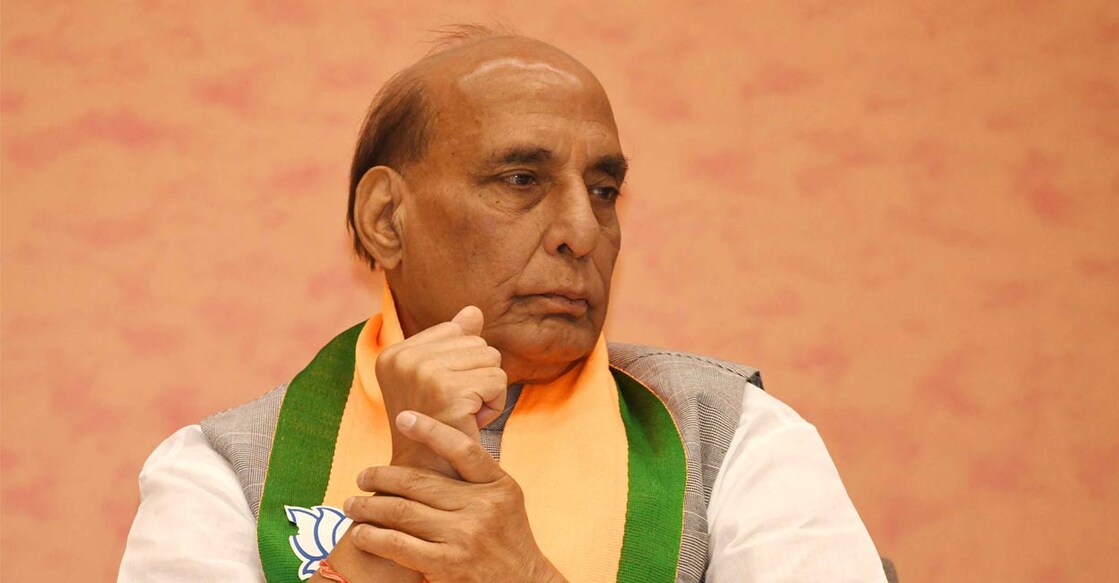 Rajnath Singh at the BJP manifesto launch at the BJP party office. File Photo: PTI.