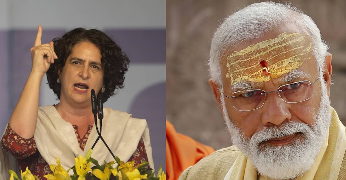 Priyanka Gandhi and Prime Minister Narendra Modi. Photo: AP, PTI