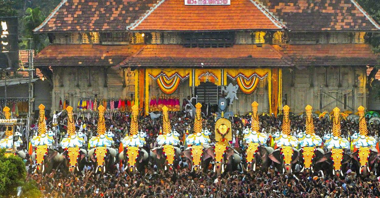 A view of Kudamattam  during Thrissur Pooram. Photo: PTI