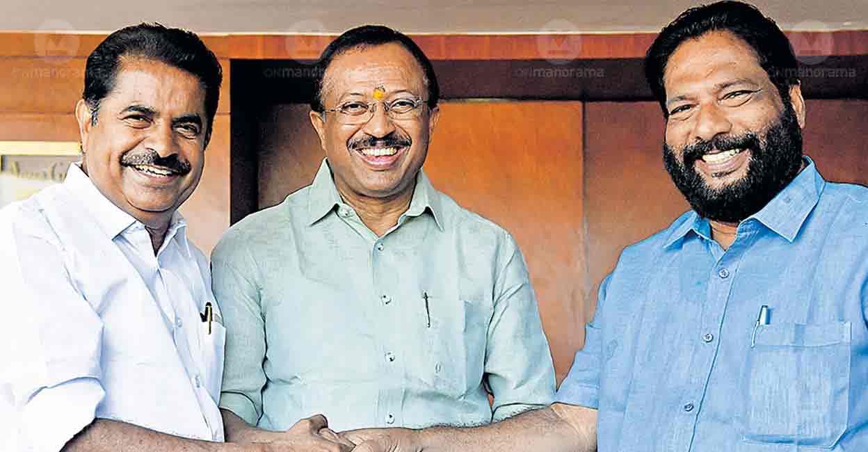 Adoor Prakash, V Muraleedharan, V Joy. Photo: Manorama