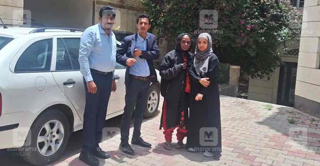 Nimishapriya's mother Premakumari with Indian embassy authorities. Photo: Manorama