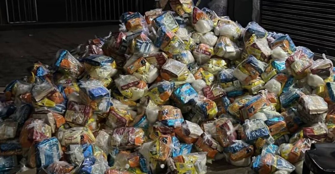 A kit worth Rs 279 carried items such as one-kilo sugar, 250 g tea, 50 g coconut oil, biscuit, rusk, washing powder, bath soap etc. Photo: Manorama News