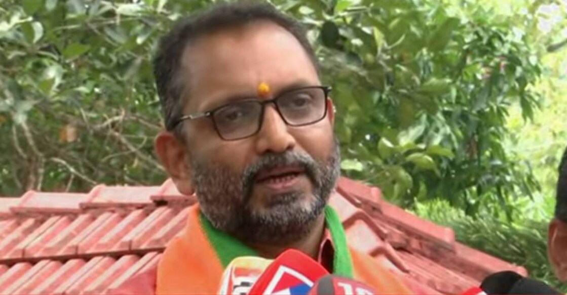 K Surendran addresses media in Wayanad. Photo: Screengrab/ Manorama News