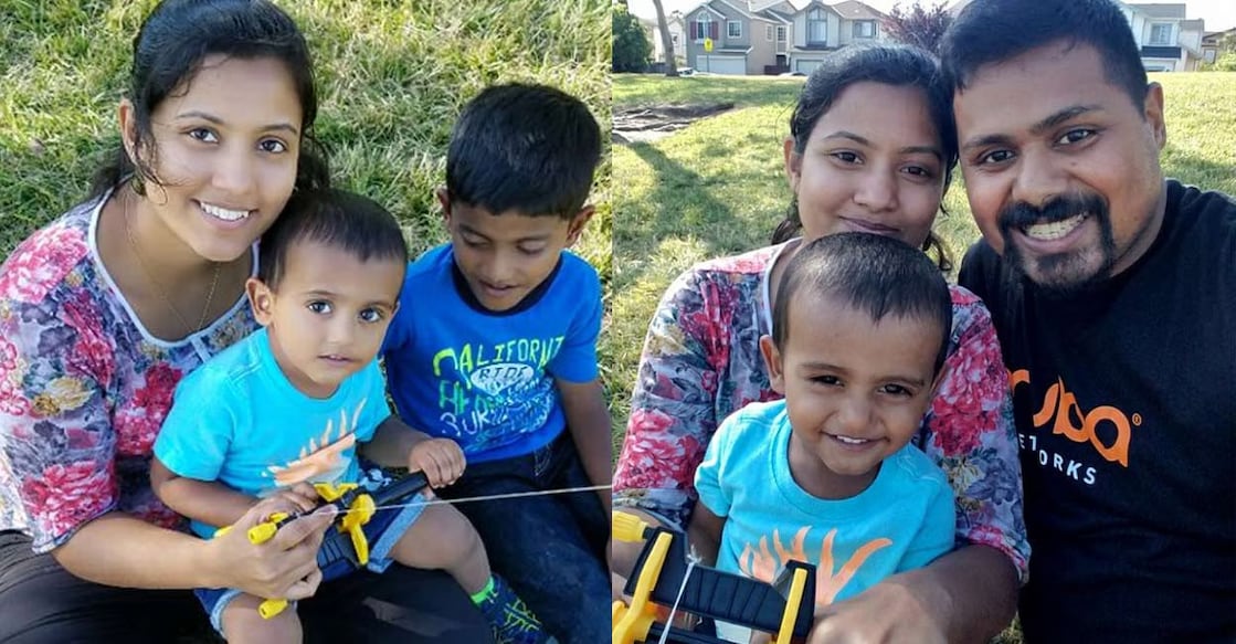 Tarun George, his wife and two children