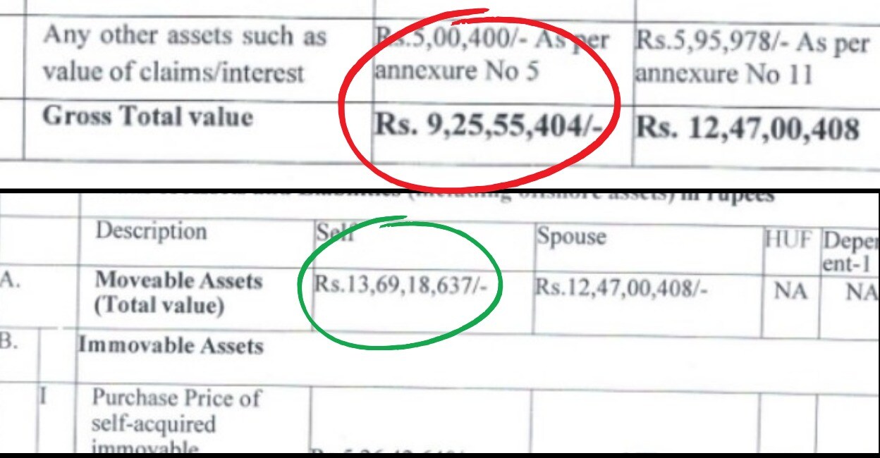 rajeev-chandrasekhar-data-jpeg A screenshot of the affidavit submitted for LS polls 2024. Photo source: ECI