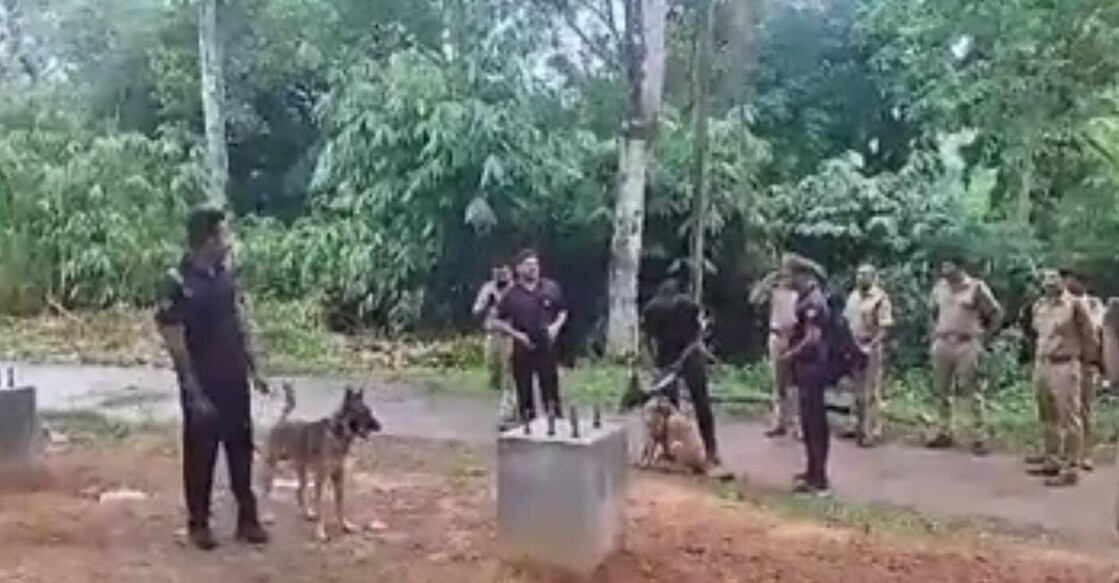 Dog squad search for missing tribal woman. Photo: Screengrab/ Manorama News