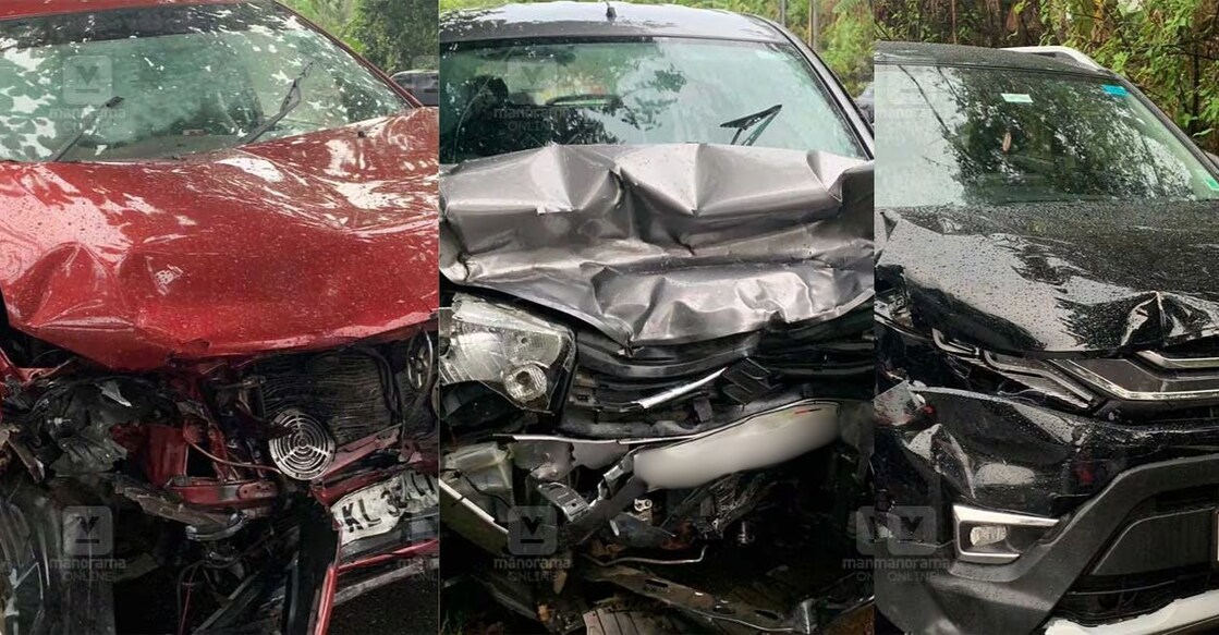 The cars that were involved in the accident. Photo: Manorama