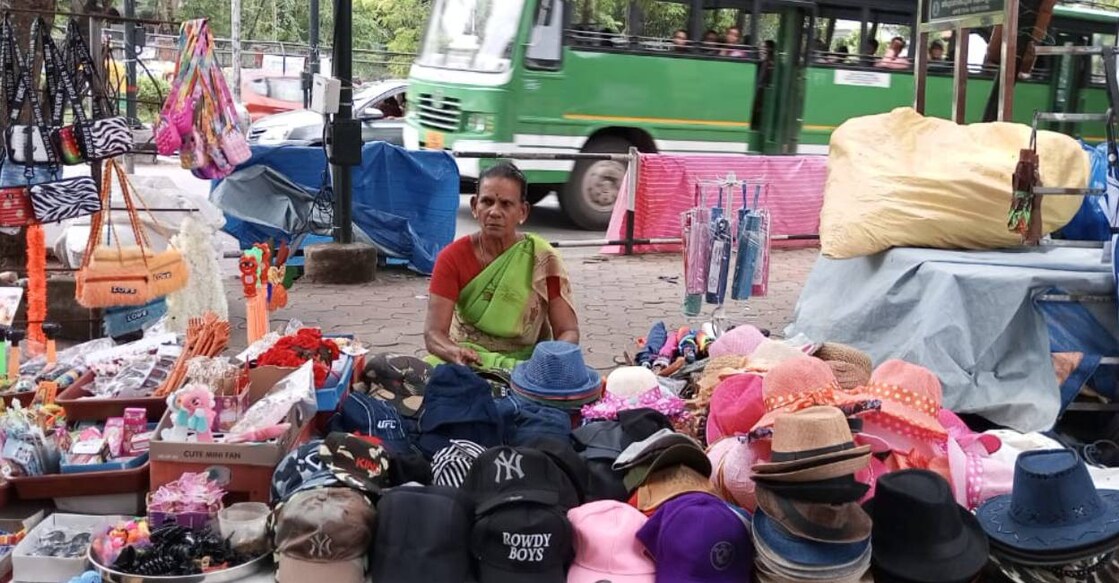 Sukumariamma who sells caps at Museum. Photo : Special Arrangement
