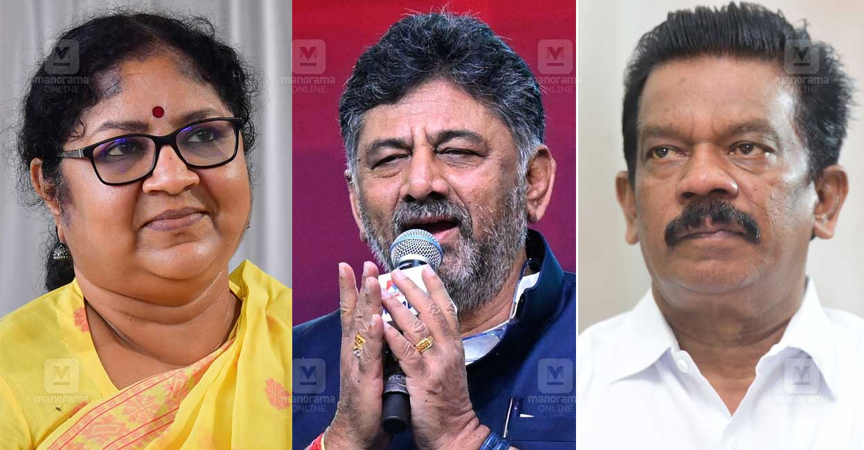 R Bindu, D K Shivakumar, K Radhakrishnan. Photo: Manorama. 