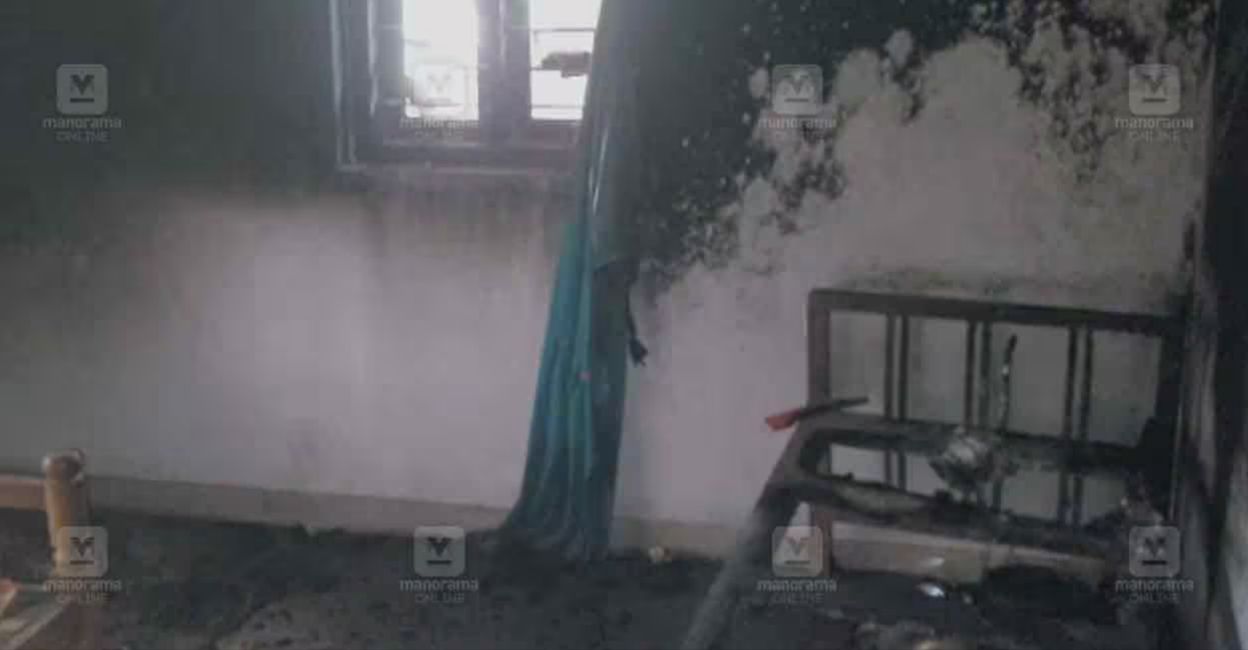 The tiles and furniture of the single-storey house were damaged. Photo: Manorama