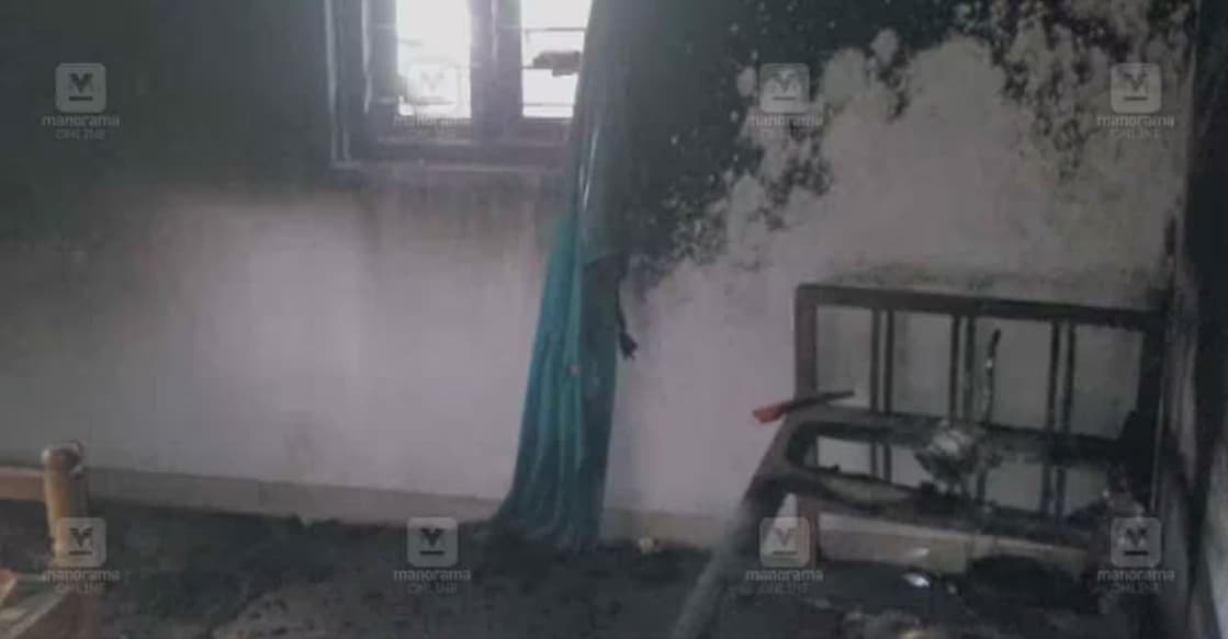 trivandrum-fire.jpg The tiles and furniture of the single-storey house were damaged. Photo: Manorama