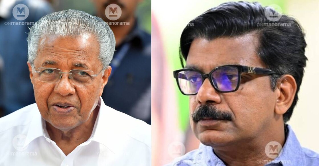 Pinarayi Vijayan and Mathew Kuzhalnadan. Photo: Manorama