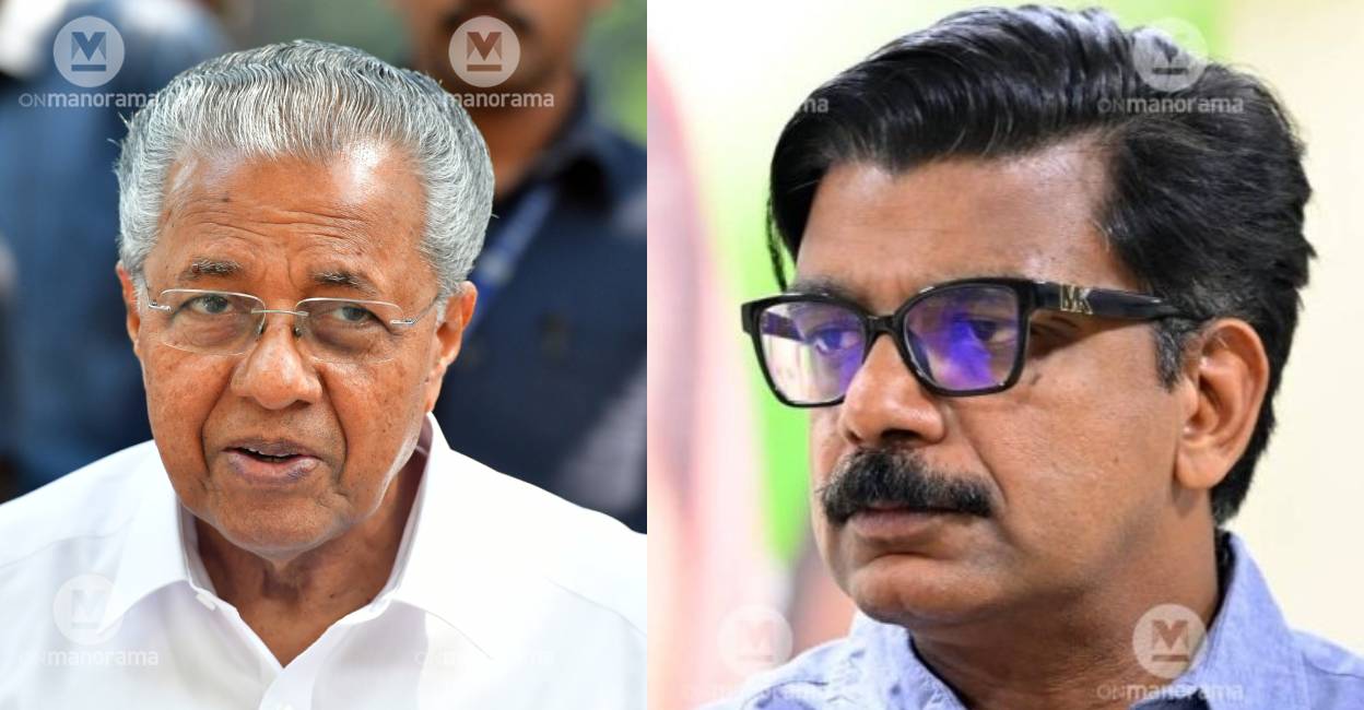 Pinarayi Vijayan and Mathew Kuzhalnadan. Photo: Manorama