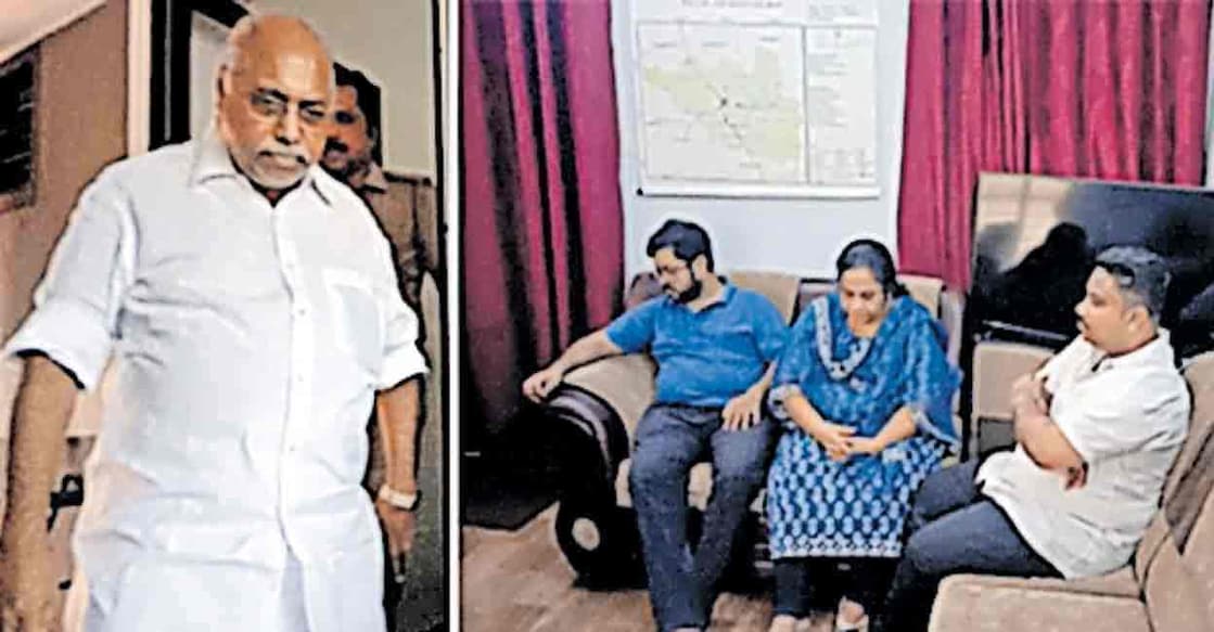  N M Raju, wife Grace and sons Alan George and Anson George were arrested from Thiruvalla.  Photo: Manorama