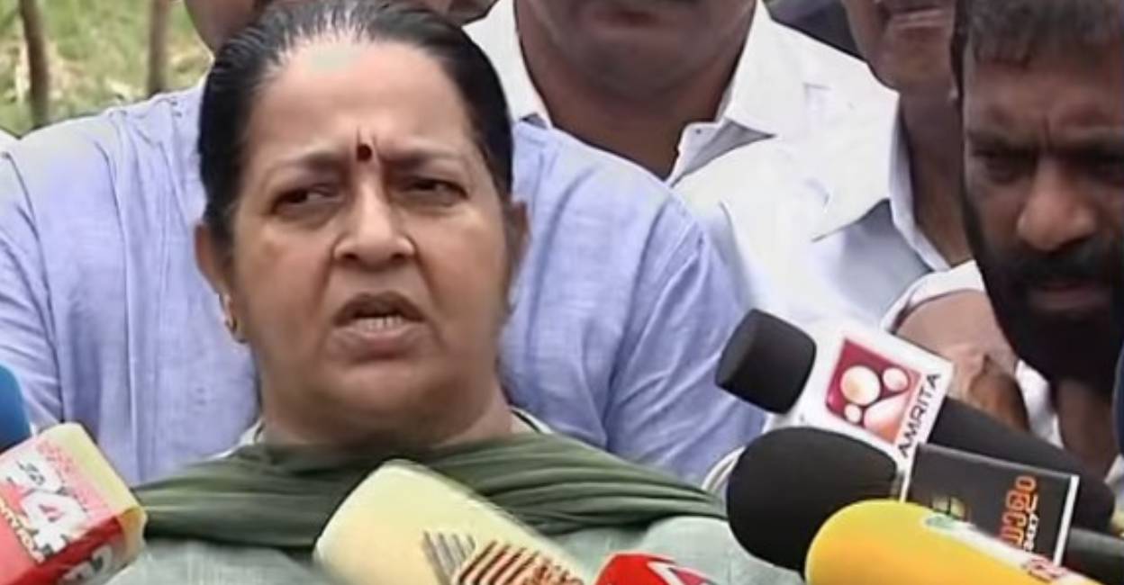 Uma Thomas addresses media. Photo: Screengrab/ Manorama News