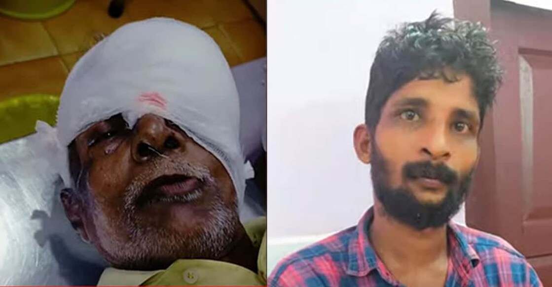Injured Kesavan (Left) The accused, Sreekumar (Right). Photo: Manorama News.