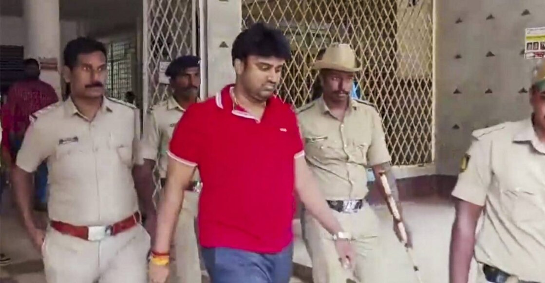 Earlier in the day, Suraj Revanna -- the brother of former MP Prajwal Revanna who is facing allegations of sexually abusing several women -- was arrested in Hassan on charges of "unnatural offences" against him, police sources said.. Photo: PTI. 