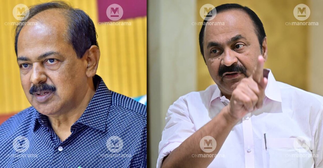 Civil Supplies minister G R Anil and opposition leader V D Satheesan. Photo: Manorama