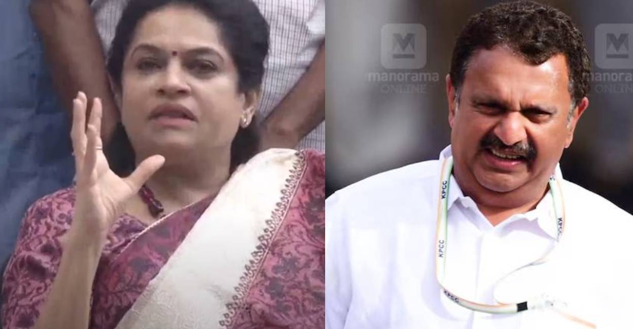 Padmaja and K Muraleedharan. Photo: Manorama News