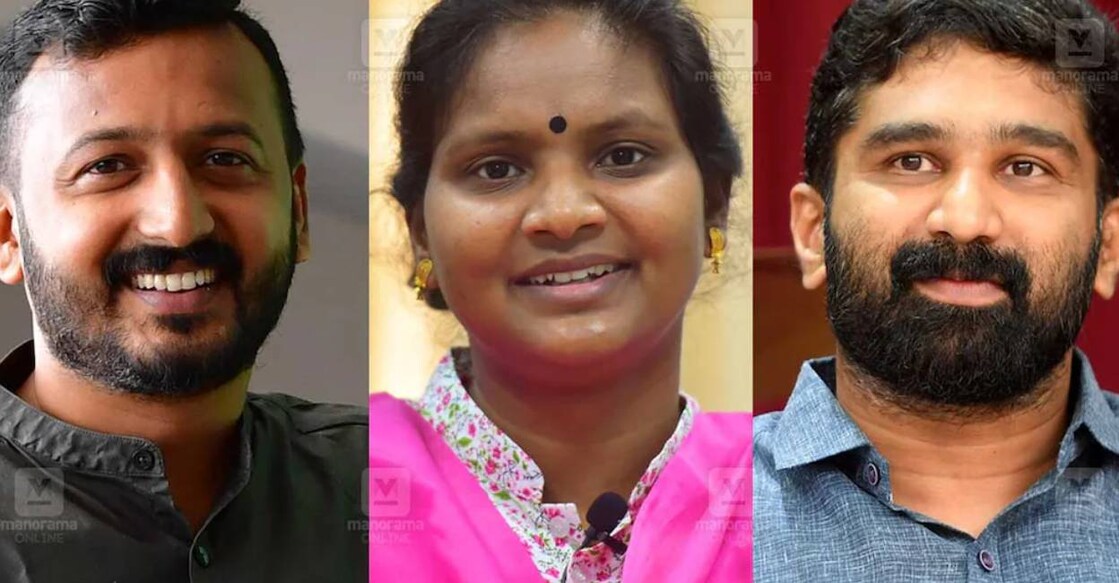 Rahul Mamkoottathil, Ramya Haridas and V T Balram. Photo: Manorama