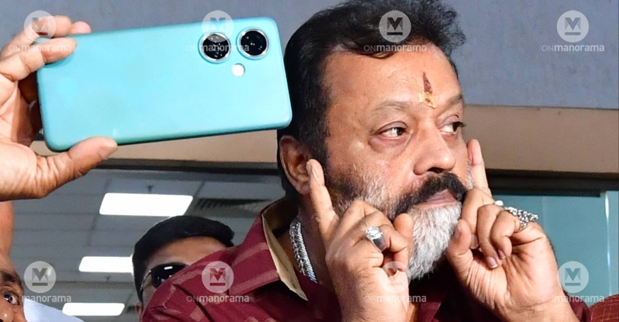 Suresh Gopi at Delhi airport. Photo: Josekutty Panackal/ Manorama. 