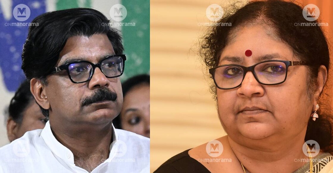 MLA Mathew Kuzhalnadan and minister R Bindu. Photo: Manorama