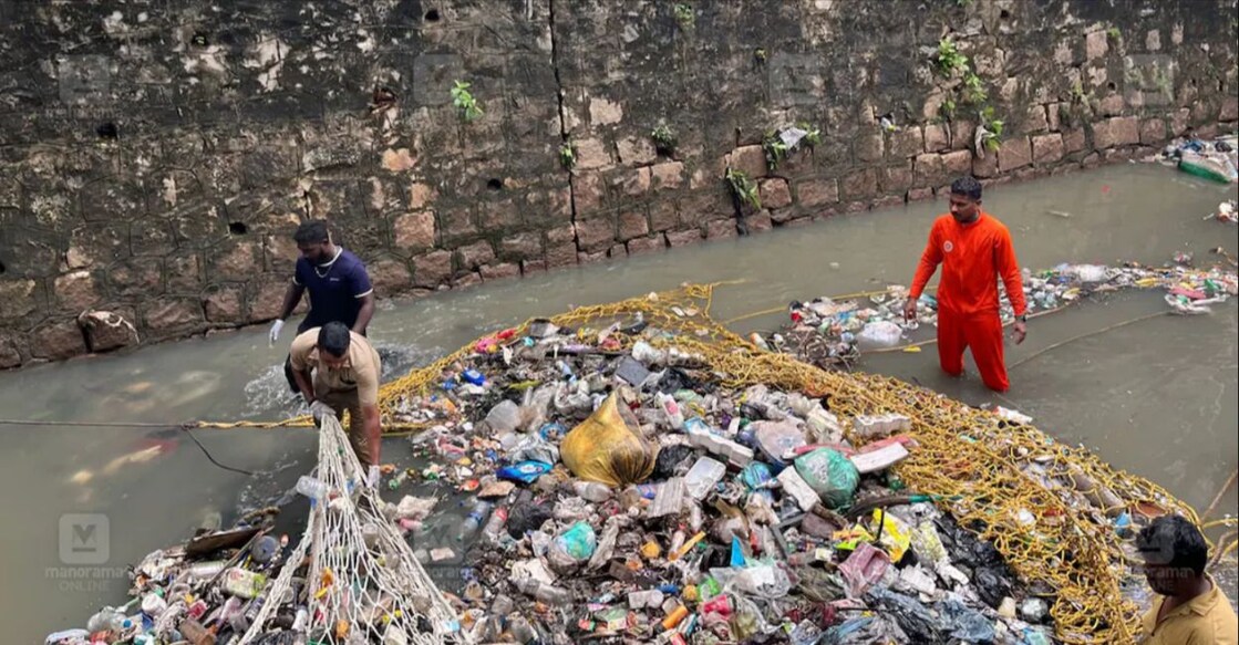 Search in progress for Joy, who went missing after entering the Pazhavangadi canal. Photo: Manorama