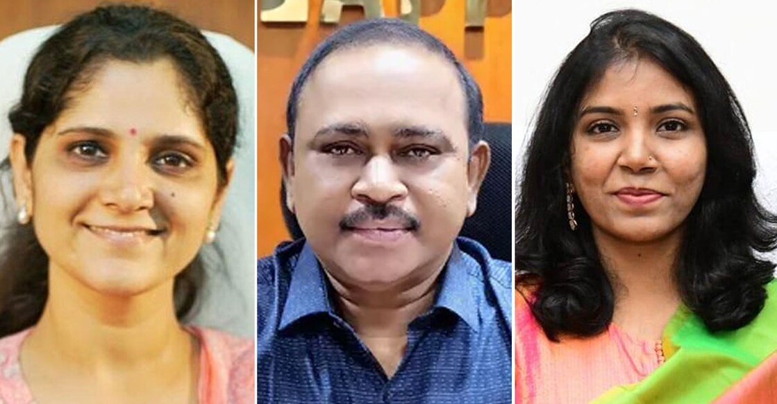 L-R: Anu Kumari, John V Samuel and V Vigneshwari have been appointed district collectors of Thiruvananthapuram, Kottayam and Idukki respectively. 