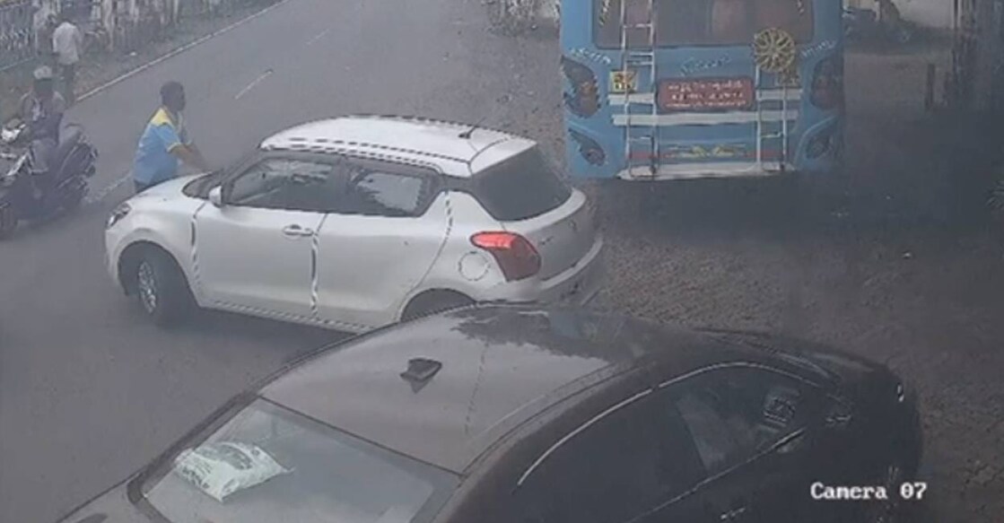 When Anil tried to stop Santhosh from leaving, the latter sped up, hitting Anil and causing him to fall onto the car’s bonnet. Photo: CCTV Screengrab/ Special arrangement.