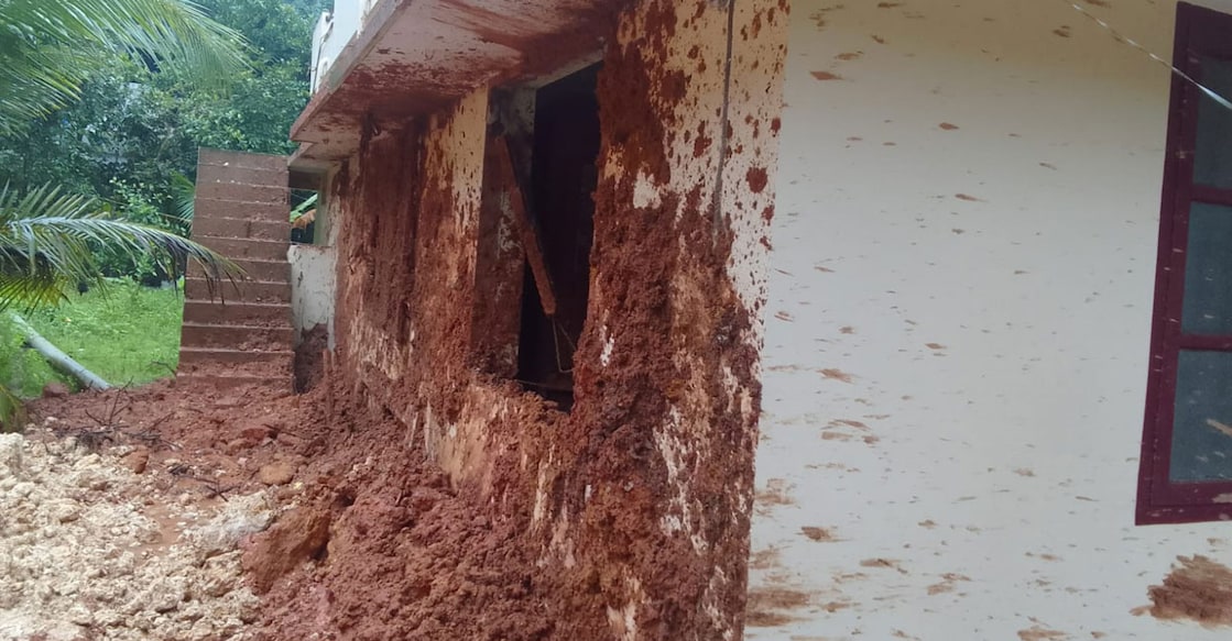 The house of Jomon at Pallikkara in Ernakulam district was damaged in heavy rain. Photo: Special arrangement