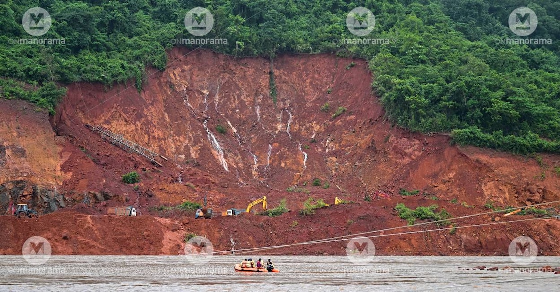 A view of the hill that flowed down to Gangavali river during landslide. Photo: Manorama