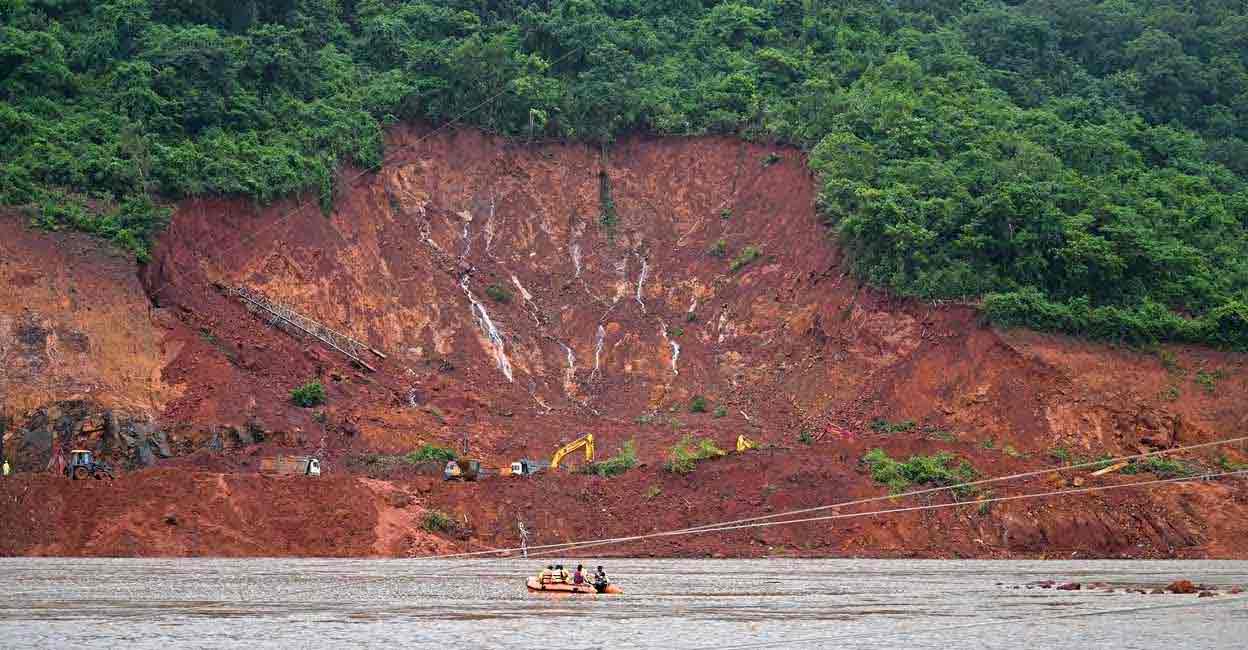 Site of landslide in Shirur. Photo: Manorama