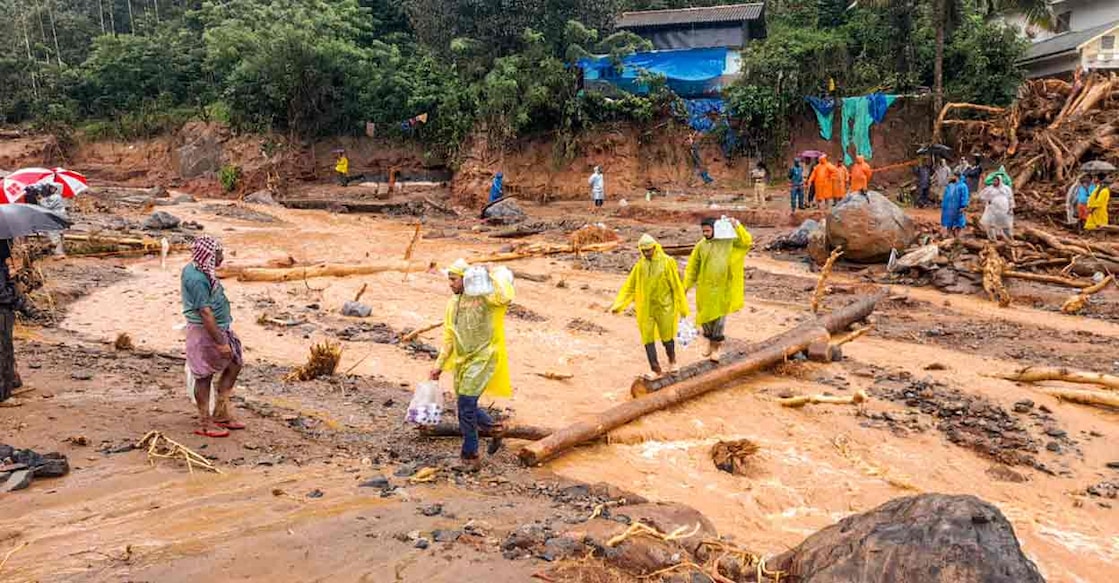 wayanad-landslide Rescue operation underway after a landslide triggered by heavy monsoon rains, in Wayanad district, Tuesday, July 30, 2024. Photo: PTI